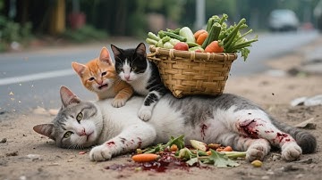 🐾 Two Brave Kittens Rescue Their Injured Mom After Hit-and-Run | LIVE Rescue Story 💔