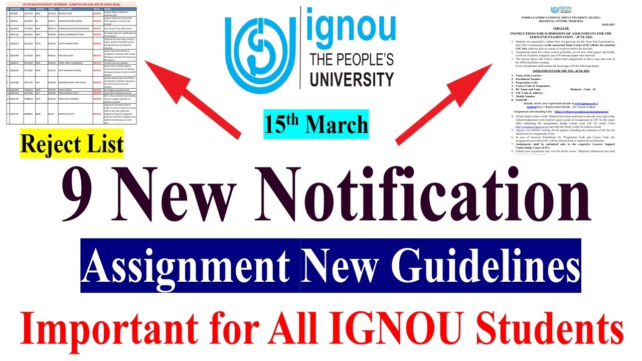 ignou assignment rejected list 2022