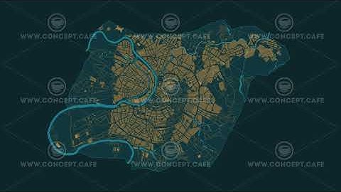 Animated HUD infographic element virtual map of the area top view.