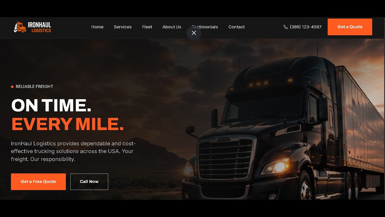IronHaul Logistics - Modern Trucking Website Design Showcase | Awais Tech Hub