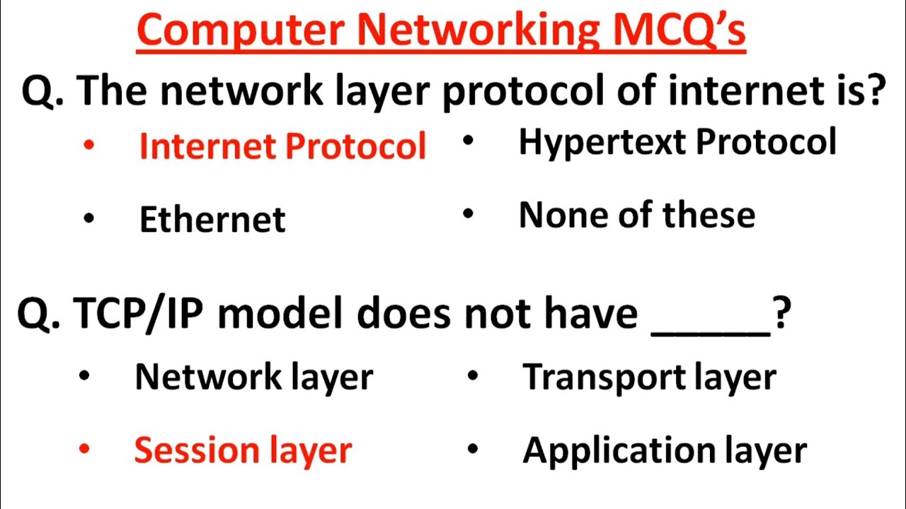 Top 50 Computer Networking MCQ's with Answers Computer Mcq's Most