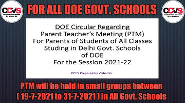 #PTM in Delhi Govt. Schools || DOE Circular || (@COMMERCECLASSESBYVISHALSIR)