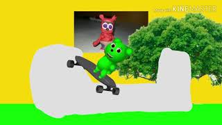 Gummibär on a skateboard