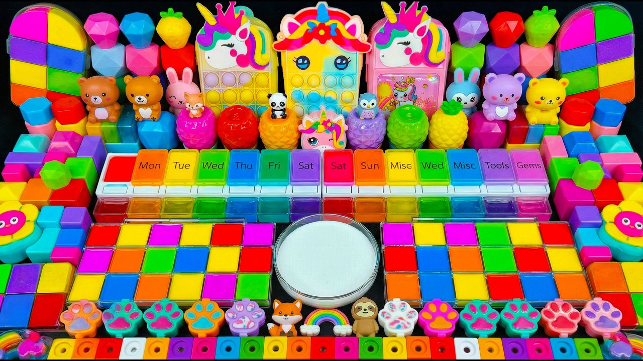 🌈 مزج السلايم المريح ASMR 🌈🦄 يونيكورن قوس قزح ماي ليتل بوني ضد السلايم اللامع | مزج عشوائي للسلايم