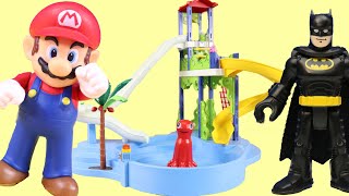 Super Mario And Batman Visit Waterpark Water Slide