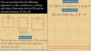 HOW TO DETERMINE THE LOST Pd AND THE INTERNAL RESISTANCE OF A CELL May 14, 2024