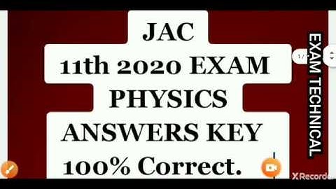 11th Exam 2020 Physics Answer key (JAC BOARD)