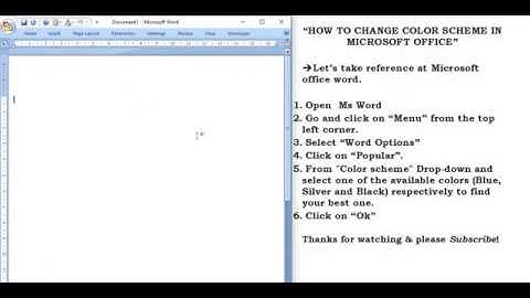 How to change the color scheme in Microsoft Office