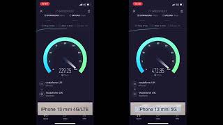 iPhone 13 mini 4G/LTE vs 5G speed test on Vodafone UK network screenshot 1