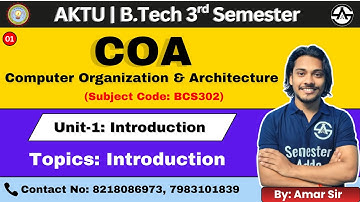 Computer Organization & Architecture | L-01 | Introduction | B.Tech 3rd Semester