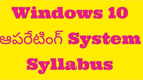 Microsoft Windows Operating System Syllabus