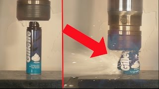 Crushing Shaving Foam with Hydraulic Press!