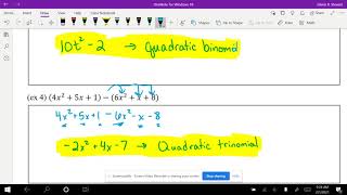 Section 4.1 Classifying, Adding, Subtracting, & Multiplying Polynomials Algebra 2