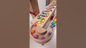 marble Run Race ASMR #161 Wooden Wave Course Colorful Marbles   #marblerun #marblerunrace #asmr