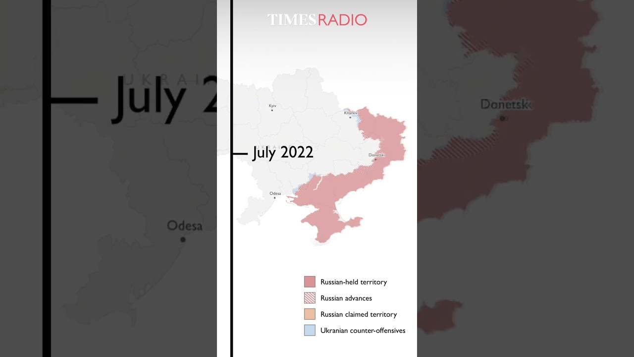 How much land has Russia gained from Ukraine one year since the conflict began?