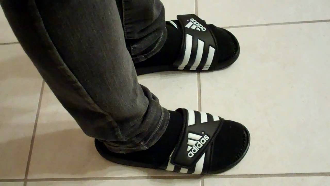 Adidas Adissage on Feet - YouTube