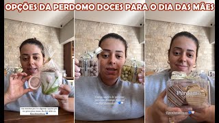 Juliana Perdomo mostrando as opções da doceria da Mari para o Dia das Mães