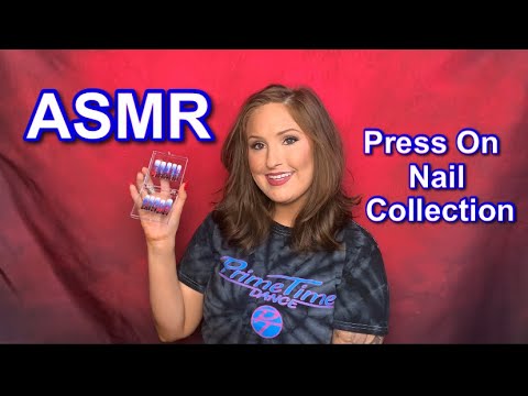 ASMR SHOWING YOU MY PRESS ON NAIL COLLECTION | NAIL ART I CREATED | TINGLY TAPPING SOUNDS + RAMBLES