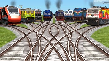 8 Passenger Trains Run Back To Back By Curved📊 Branched Tracks | indian railways games