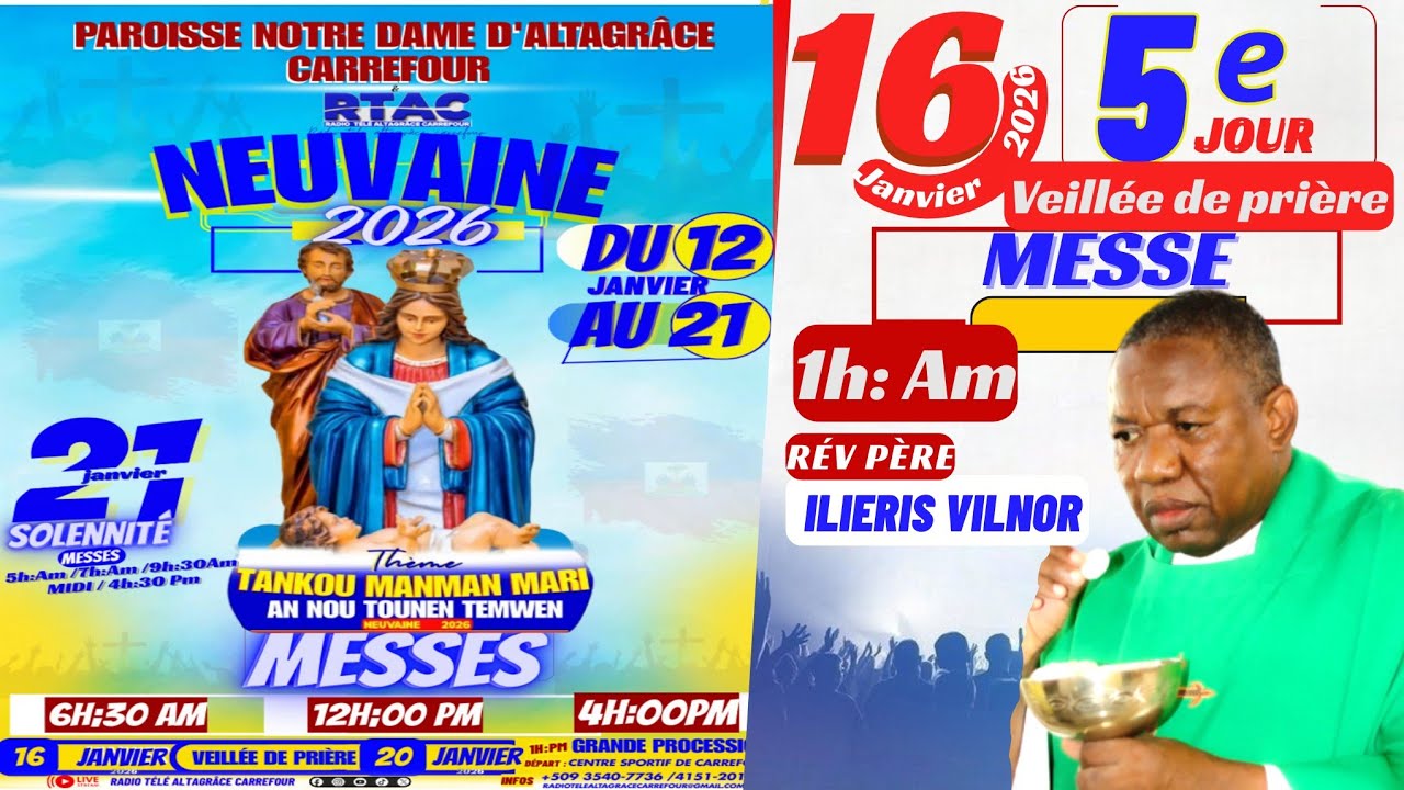 VENDREDI 16 JANVIER 2026 | VEILLÉE DE PRIÈRE | MESSE 1h:00 Am