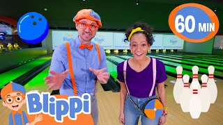 Blippi and Meekah Go Bowling! | 1 HOUR of Blippi and Meekah | Moonbug Kids - Fun Stories and Colors
