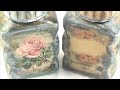 Paper decoupage on mason jars/Ντεκουπάζ χαρτιού σε βαζάκια