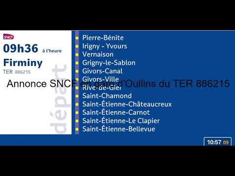 Annonce SNCF en gare d'Oullins du TER 886215