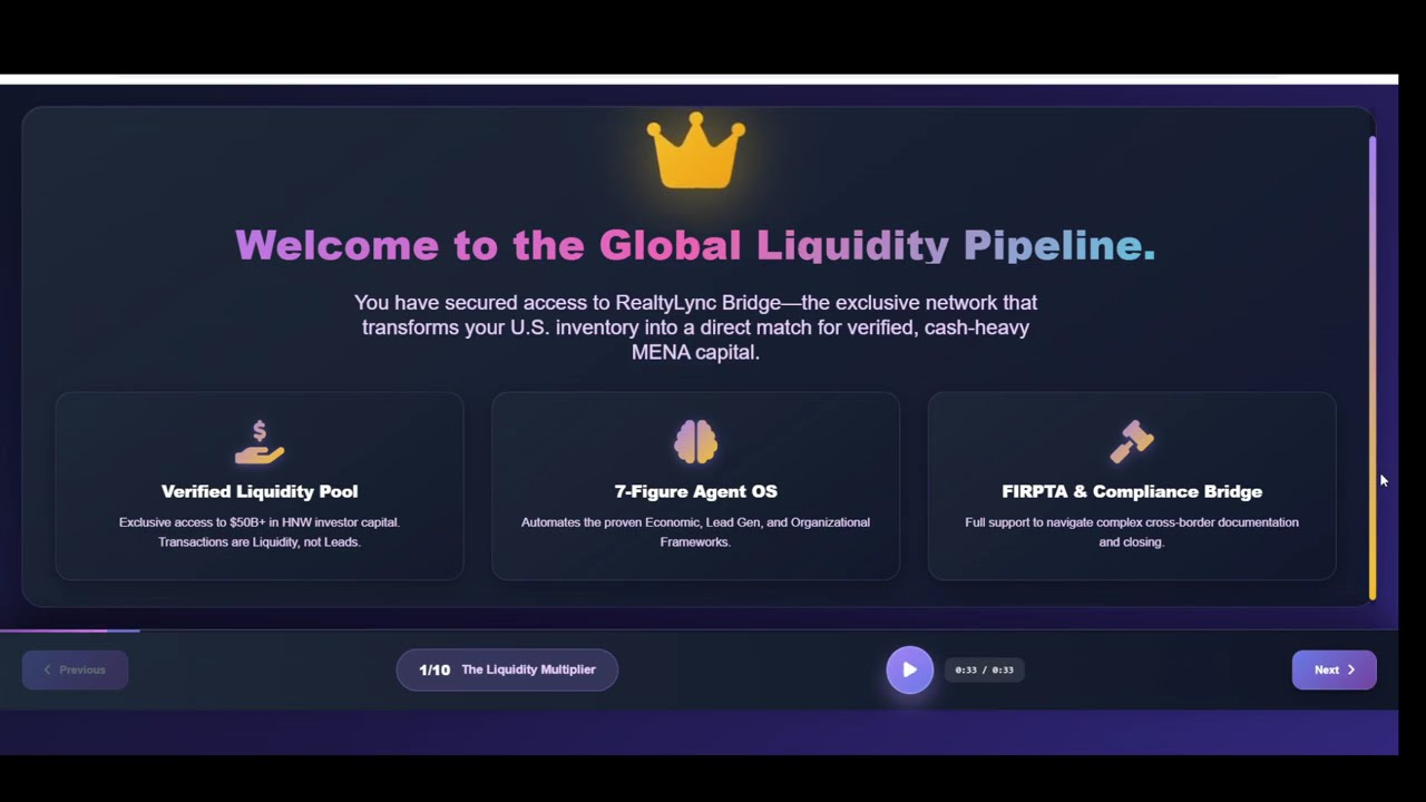 Global Liquidity Real Estate: Unlock MENA HNW Investor Capital for US Properties | RealtyLync  1/10