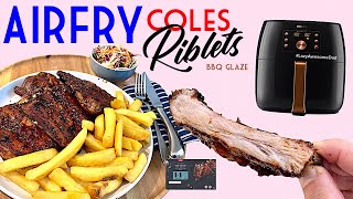 Coles BBQ glazed pork ribs / riblets  and fat chips Airfried - Philips Air Fryer XXL Digital HD9861