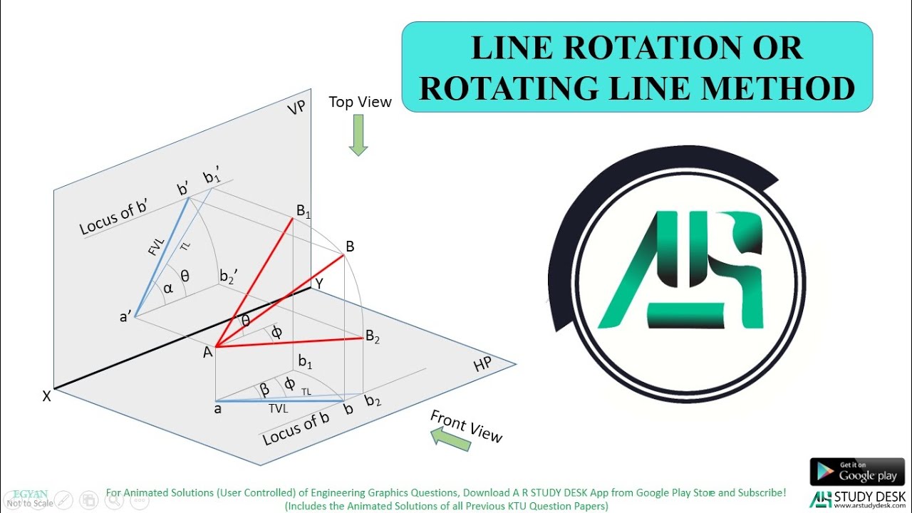 Projections of Lines 06 - Line Rotation/Rotating Line Method ...