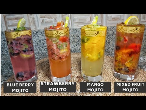 4 Easy None Alcoholic Mojito Drinks   Easy Homemade Mocktail Recipes   Mojito with Sprite & Soda