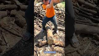 Splitting Large Logs with a Hand Axe
