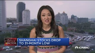 Shanghai stocks drop to 31 month low
