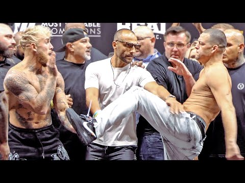 CRAZY!! Jake Paul vs. Nate Diaz • FULL WEIGH IN & FACE OFF • DAZN Boxing