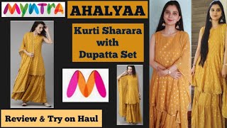 Myntra Kurta Set Review || AHALYAA Kurti Sharara Set || Stylish & Party Wear Suit | Myntra EORS 2020