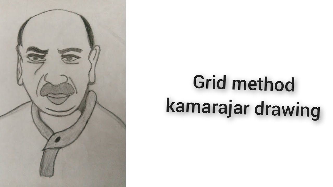 How to draw kamarajar face outline on a4 sheet for beginners /grid