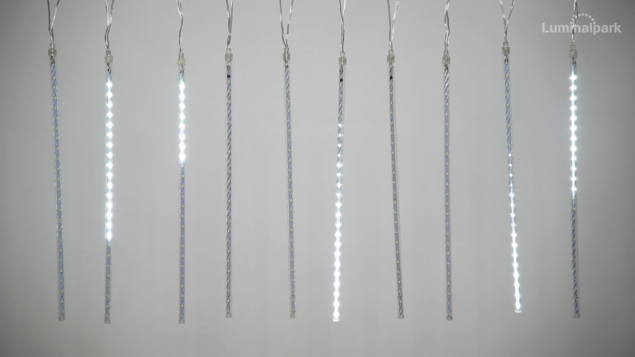 Lichterkette 10 m, 10 LED-Leuchtstäbe kaltweiß, erweiterbar (Code 46658)