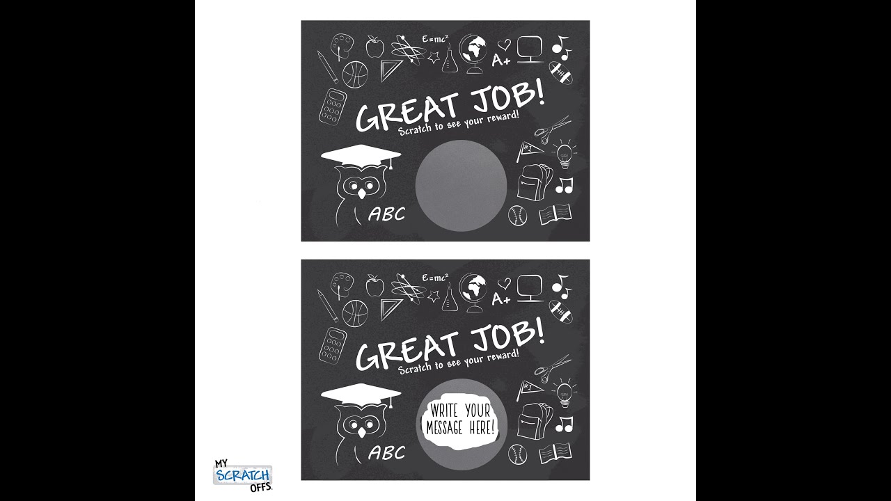 Teacher Reward Scratch Off Cards Black Chalkboard