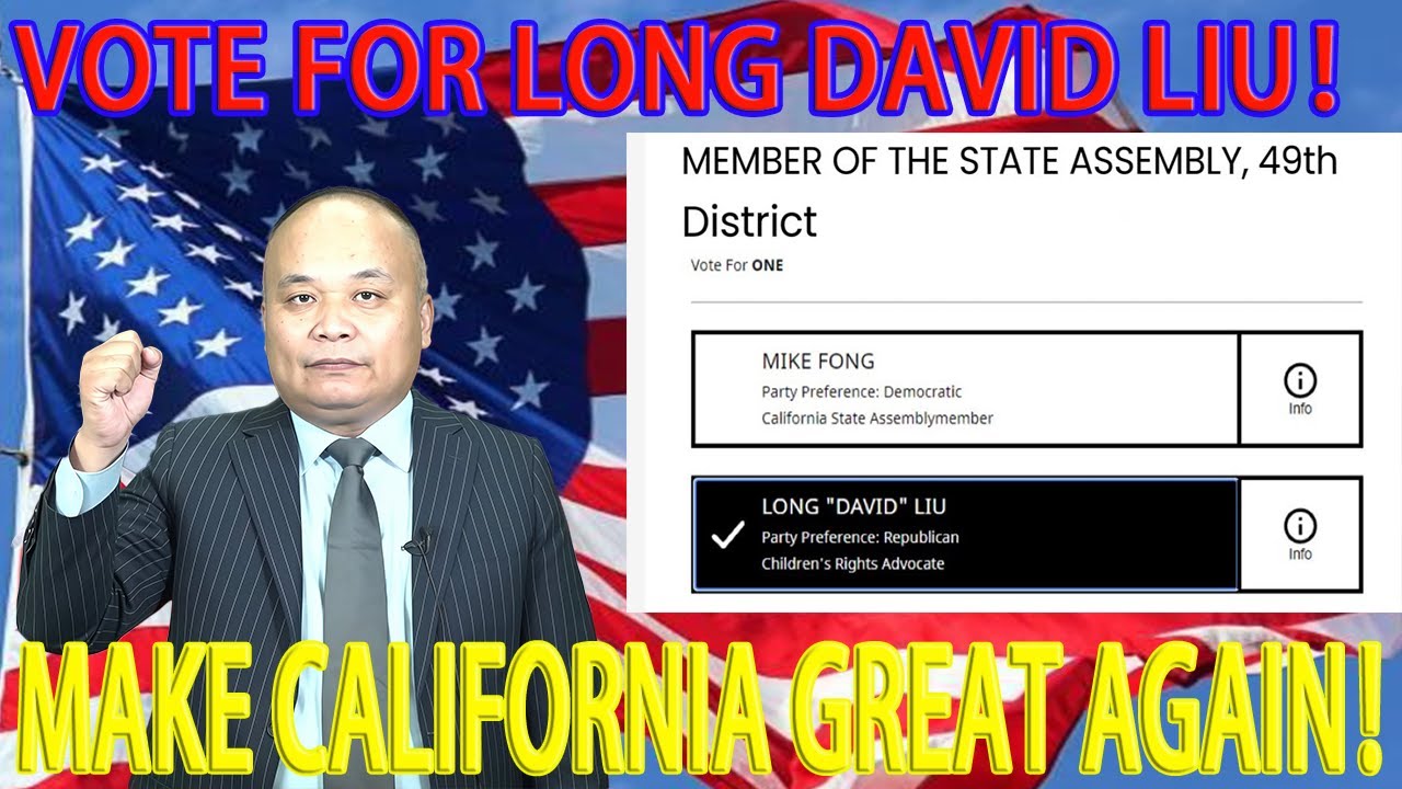 Long David Liu’s Demand For Action. Vote For Long David Liu! Make California Great Again!