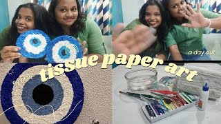 diy tissue paper texture painting art and Q&A with my bestfriend 🤍