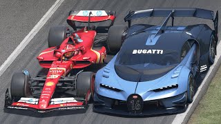 Ferrari F1 2024 vs Bugatti Vision Gran Turismo at Monza