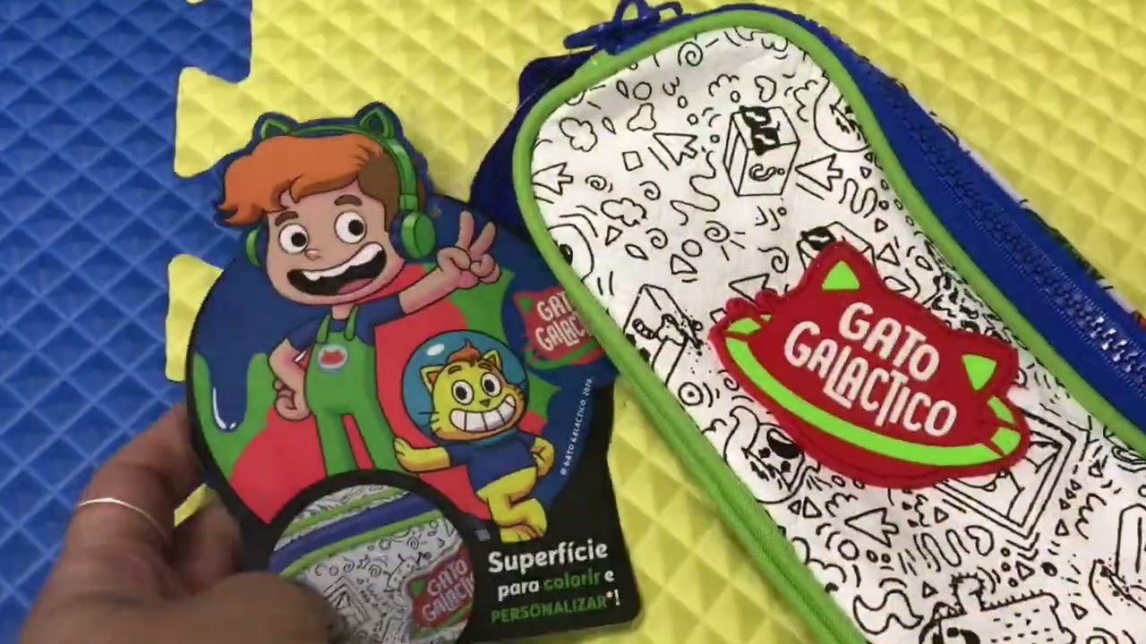Kit Gato Galáctico Youtuber Mochila rodinha, lancheira e estojo  original