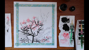 How to use Ink and Watercolours - Easy Step by Step Tutorial for Beginners - Paint a Floral Picture