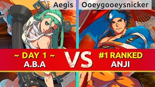 GGST ▰ Aegis (DAY 1 A.B.A) vs Ooeygooeysnicker (#1 Ranked Anji). High Level Gameplay