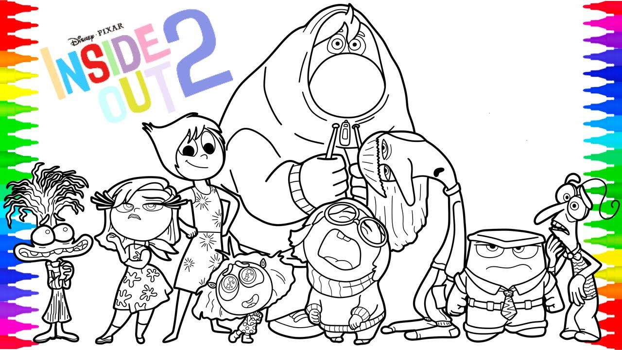 Inside Out 2 Coloring Pages | Joy Sadness Anger Fear Disgust Anxiety