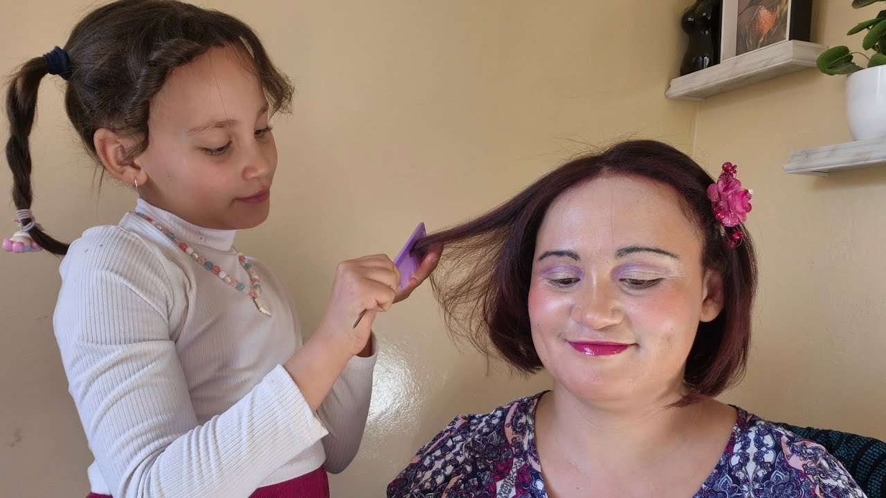 ASMR -Watch me do my mother's Makeup and hair// Relaxing combing and makeup application 