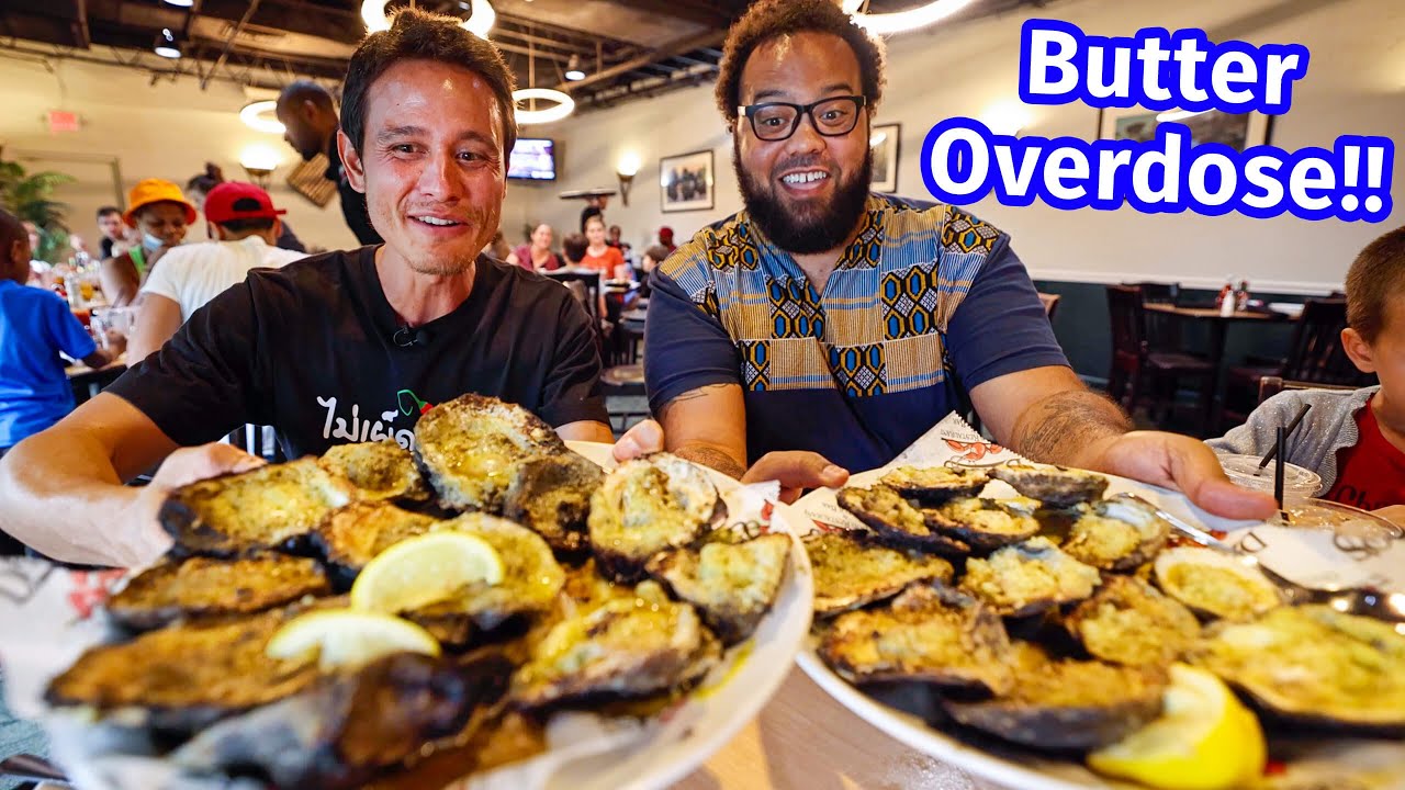 36 Giant Oysters - INSANE FIRE BUTTER BATH!! 