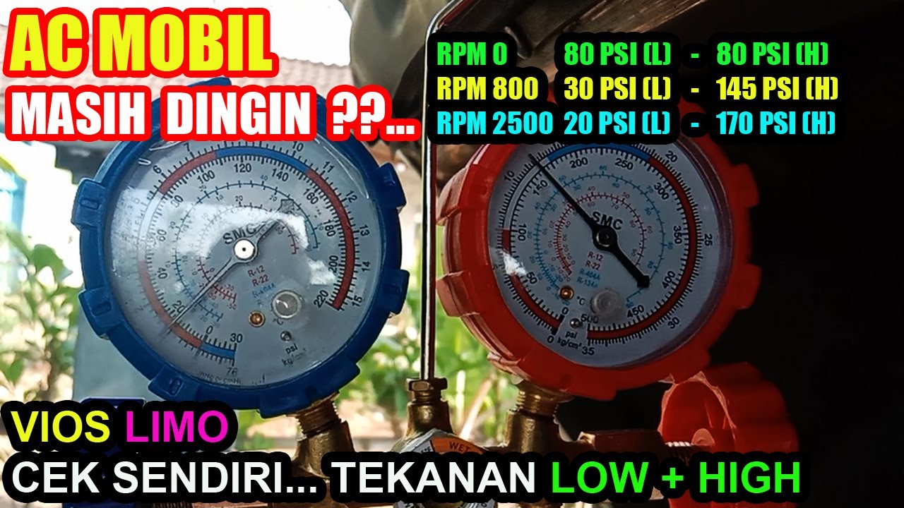 FREON AC MOBIL || Cek Sendiri... Tekanan Rendah (Low) & Tekanan Tinggi (High) || Vios Limo