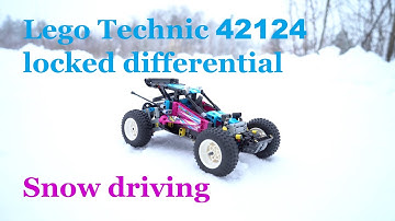 Lego Technic 42124 short outdoor test with locked differential, snow driving