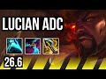 LUCIAN & Milio vs CAITLYN & Thresh (ADC) | 62K damage, Good KDA: 23/2/5 | KR Master | 26.6